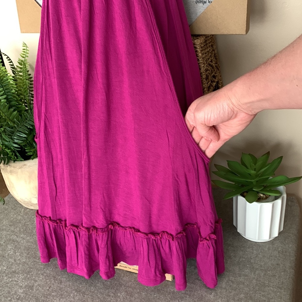 STEVE MADDEN Hot Pink Smocked Dress with Pockets - Picture 4 of 7